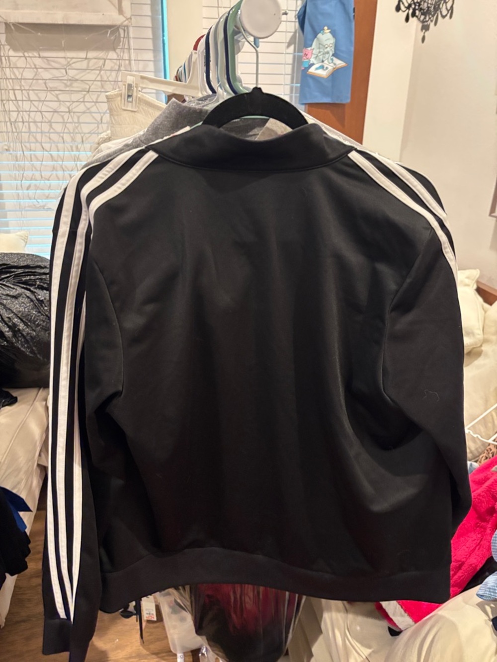 adidas Black Track Jacket with White Three-Stripes - Picture 3 of 3